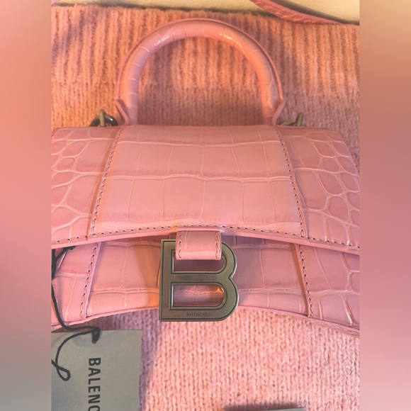 *AUTHENTIC* BALENCIAGA
HOURGLASS | XS | HANDBAG CROCODILE EMBOSSED | PINK - Picture 3 of 11